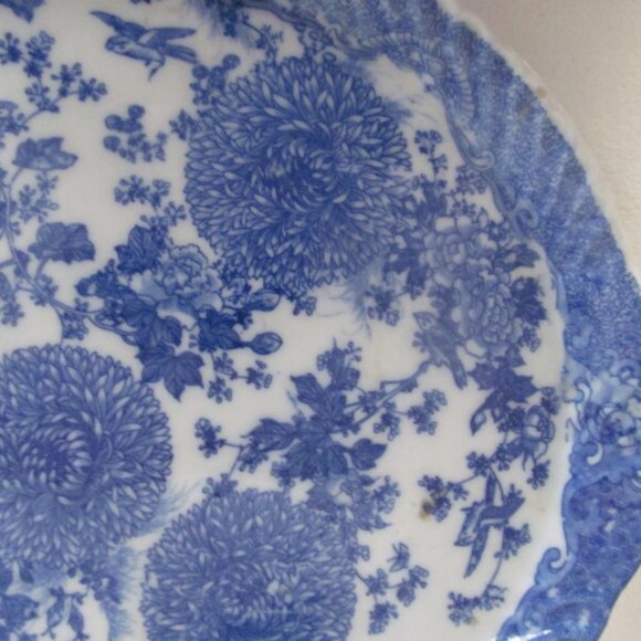 Blue Chrysantheum BlueTransferware Serving Platter Blue & White China dinnerware - Picture 3 of 5